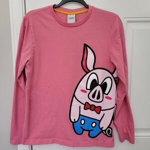 PANCOAT Japanese Streetwear Pink Long Sleeve T Shirt Cartoon Pig Graphic K Pop M
